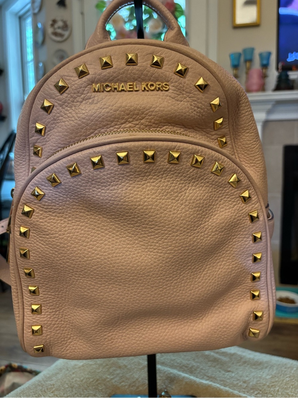 Michael Kors Grey Leather Studded Backpack